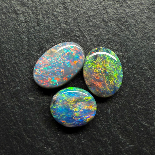 Gem Black Opals With vivid Red Multicolor Palettes and Mossy patterns