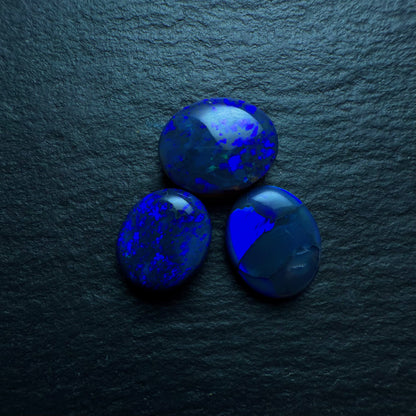 BUNDLE (price for parcel) Black Opals With Bright Royal Blue Color Play And A Dark Bodytone
