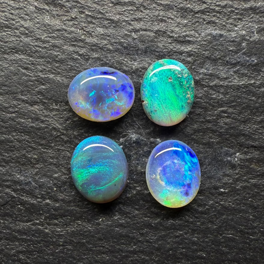 BUNDLE (price for parcel) Assorted Black And Crystal Opals With Blue-Green color Palettes