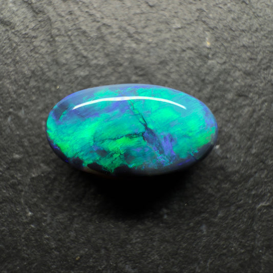 1.85ct Gem Black Opal With A Vivid Green-Blue Wispy Broadflash Pattern
