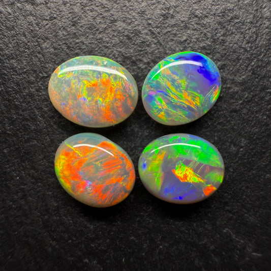 (Price Per Stone) Dark Opals With Vivid Red-Multi Color Palettes and Well Distributed color play