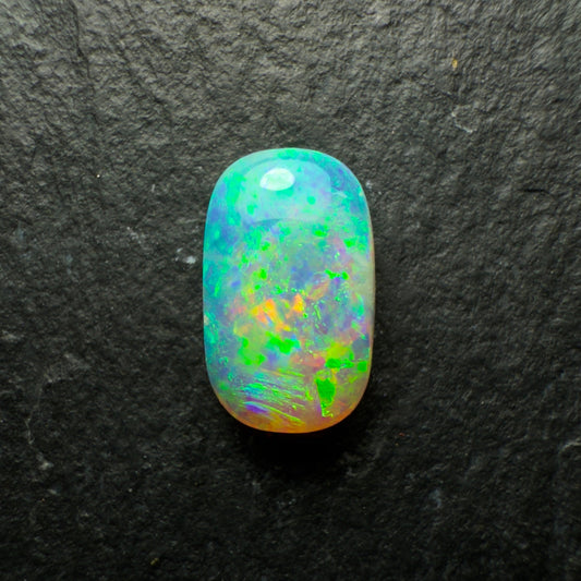0.89ct Crystal Opal, This Cushion Cut Gem Has Green-Gold Color Palette With Mixed Patterns And Lots Of Depth