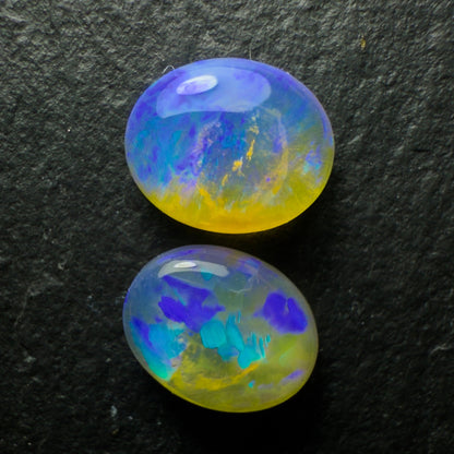 PAIR (Price For Parcel) Crystal Opals With Blue Purple Color play And Lots Of Depth 1.78cts Total