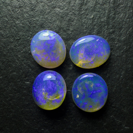 Pair (Price For Parcel) Crystal Opals With Deep Violet color play 2.5cts Total