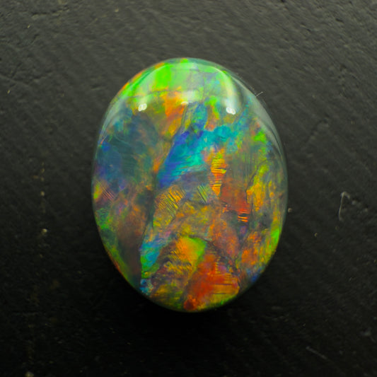 4.33ct Gem Black Opal With A Rich Multicolor Palette and Mixed Patterns