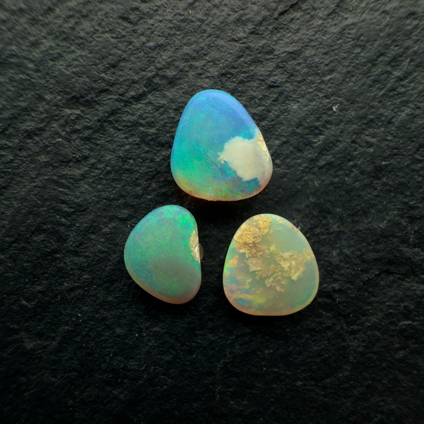 1.2ct Bundle (Price For Parcel) Freeform Crystal Opals With Soft Colors and Small Flash Pattern