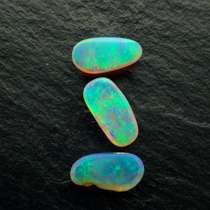 2.21ct Bundle (Price For Parcel) Freeform Crystal Opals With Bright Greens And Lots Of Depth