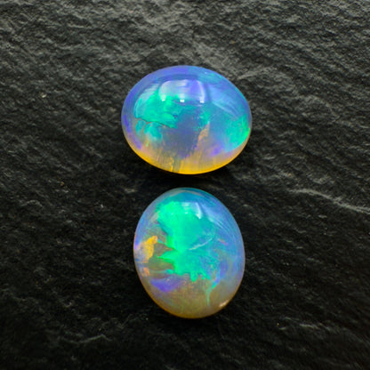 2.4ct Pair (Price For Parcel) Crystal Opals With High Domes And Lots Of Depth