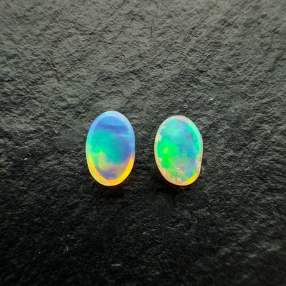 0.42ct Pair (Price For Parcel) These Tiny Crystal Opals have Brilliant Green Colorplay