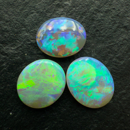 3.17ct Bundle (Price For Parcel) Dark Crystal Opals With Minty Greens And Blues And Good Color Distrabution