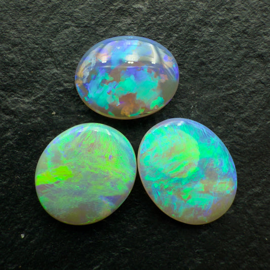 3.17ct Bundle (Price For Parcel) Dark Crystal Opals With Minty Greens And Blues And Good Color Distrabution