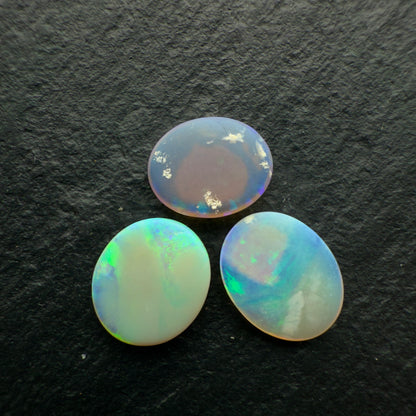 3.17ct Bundle (Price For Parcel) Dark Crystal Opals With Minty Greens And Blues And Good Color Distrabution