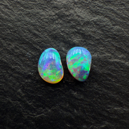 Freeform Pair (Price For Parcel) Crystal Opals With Bright Blues And Greens And Lots Of Depth