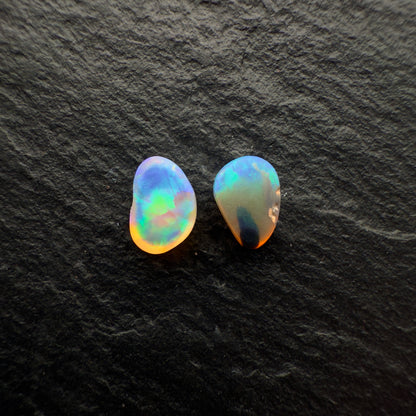 Freeform Pair (Price For Parcel) Crystal Opals With Bright Blues And Greens And Lots Of Depth