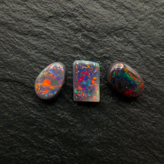 BUNDLE (Price For Parcel) Small gem Black Opals With Rare Red Color Play