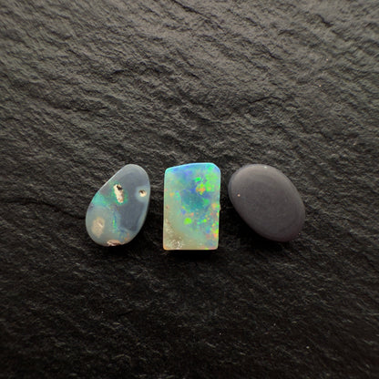 BUNDLE (Price For Parcel) Small gem Black Opals With Rare Red Color Play