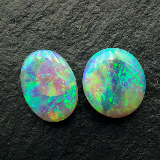 (Price Per Stone) Dark Crystal Opals With Greens , Yellows And Good Color Dispersal