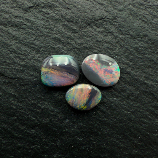 Bundle (Price For Parcel) Small Picture Stone Black Opals With Marbled Colors