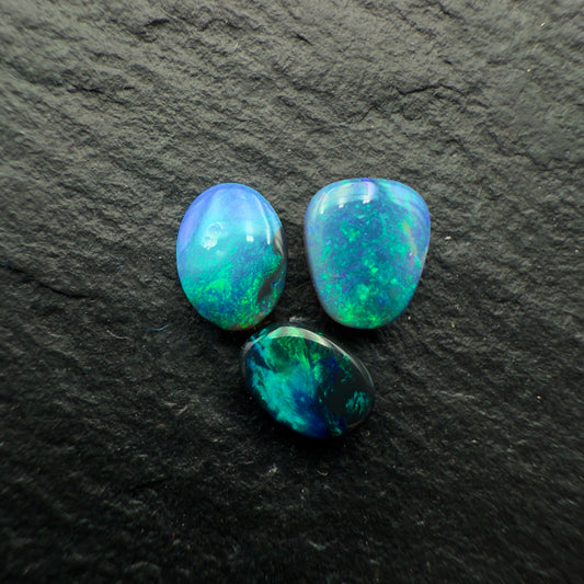 1.1ct Bundle (Price For Parcel) Picture Stone Black Opals With marbled Green, Blue And Black