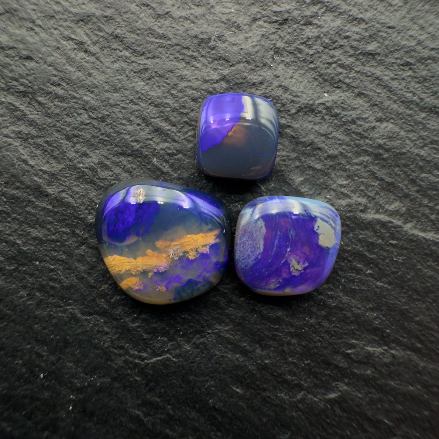 2.0ct Bundle (Price For Parcel) Picture Stone Black Opals With Marbled Purple Color