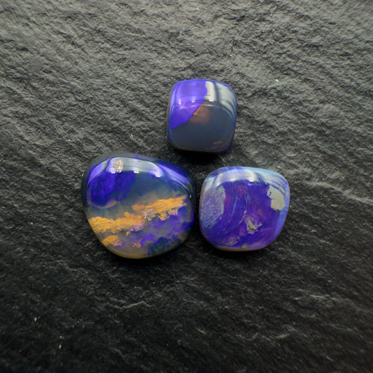 2.0ct Bundle (Price For Parcel) Picture Stone Black Opals With Marbled Purple Color