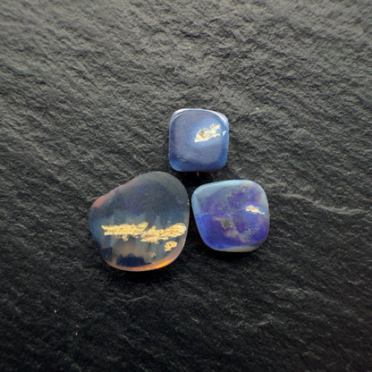 2.0ct Bundle (Price For Parcel) Picture Stone Black Opals With Marbled Purple Color