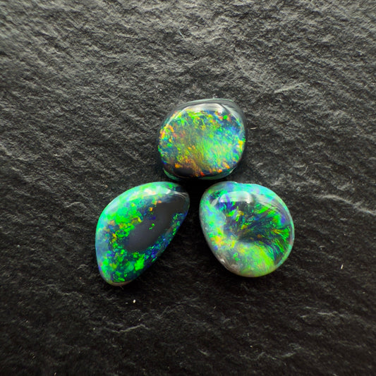 1.99ct Bundle (Price For Parcel)  Vivid Picture Stone Black Opals With Marbled Greens And Golds