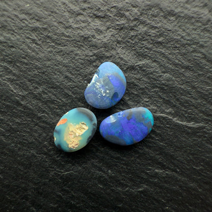 1.43ct Bundle (Price For Parcel) small Picture Stone Black Opals With Marbled Blue, Green And Black