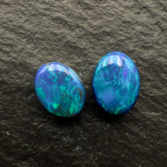 0.6ct Bundle (Price For Parcel) Picture Stone Black Opals With Marbled Blue, Green And Black