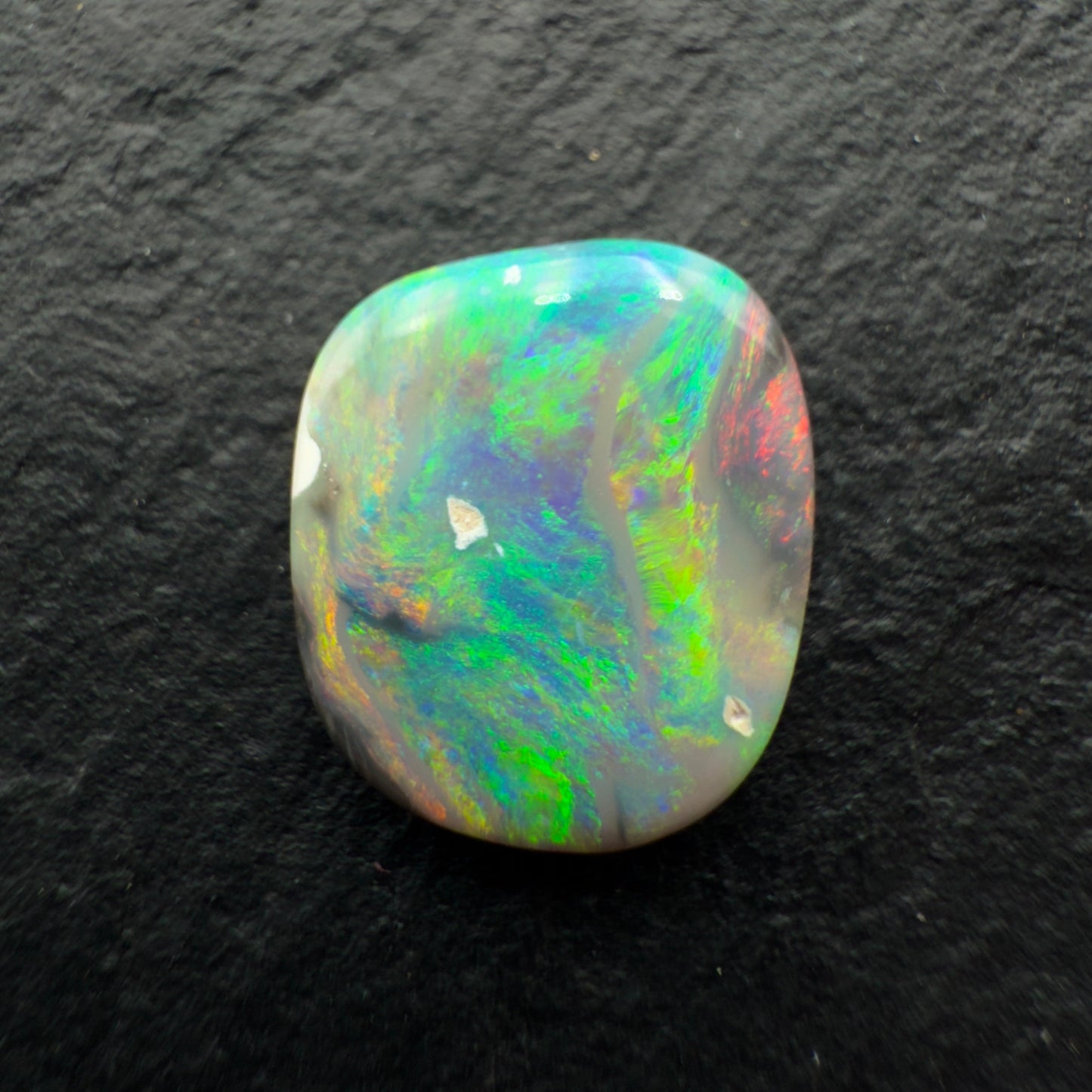 2.1ct Picture Stone Black Opals With Marbled Green, Pink And Grey