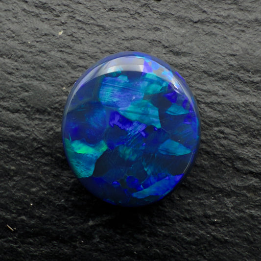 2.07cts Gem Black Opal With Deep Blue Green Blocky Pattern