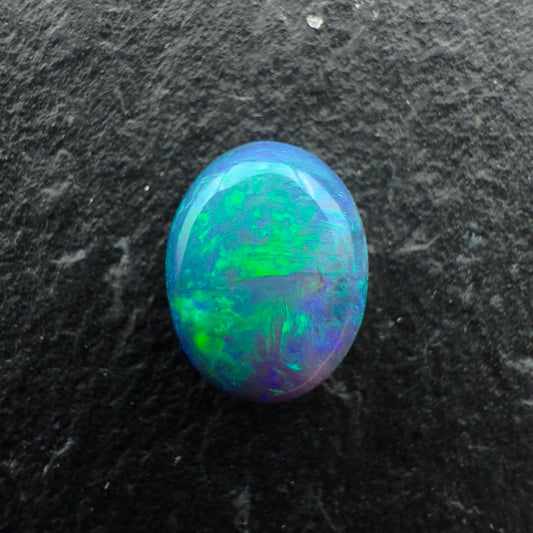 0.7cts Gem Black Opal With A Deep Green Blue Mixed Pattern