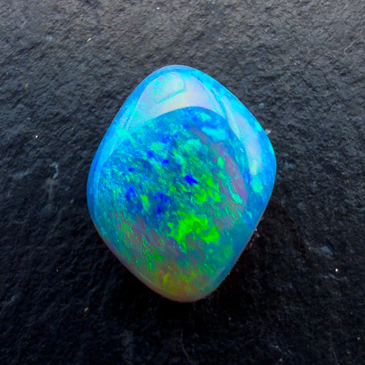 1.35cts Gem Black Opal With A Mixed Deep Green Blue Pattern