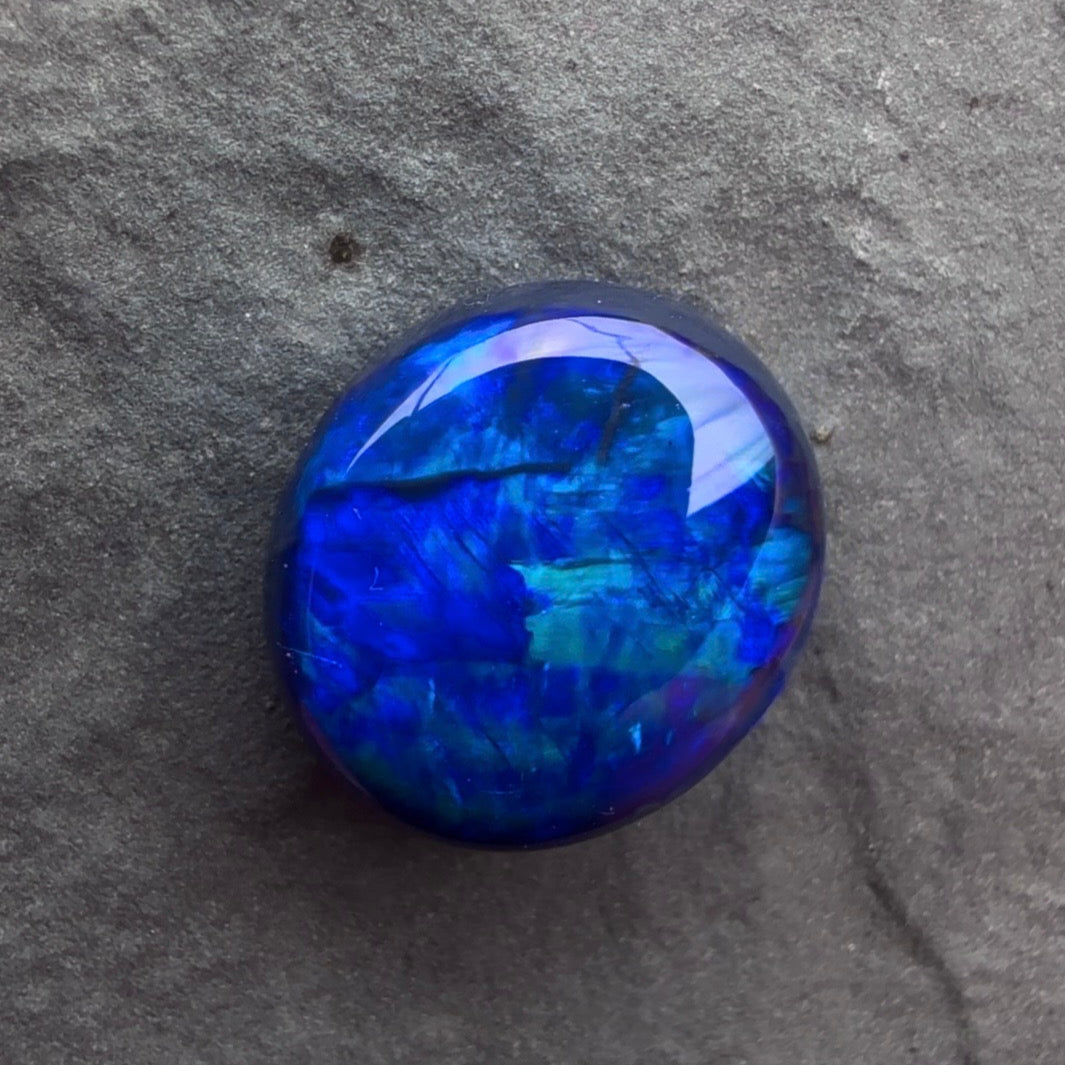 3.2cts Affordable Gem Black Opal With A Deep Blue Green Pattern