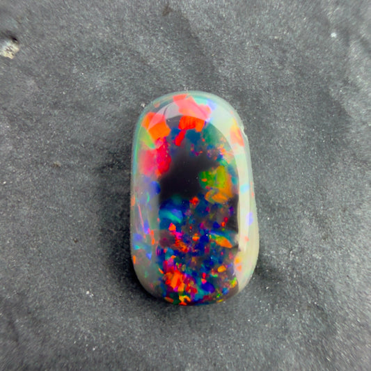 0.8cts Gem Black Opal With A Red Pink Multicolor Play Of Color