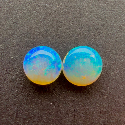 (Price For Pair) 4mm Affordable Crystal Opal Round Pair With A Blue Green Play Of Color, From Lightning Ridge Australia