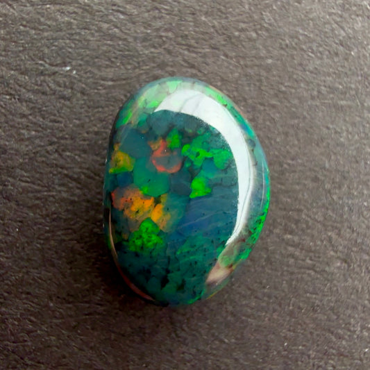 0.76cts Unique Black Opal With A Forrest Green Multicolor Play Of Color, From Lightning Ridge Australia