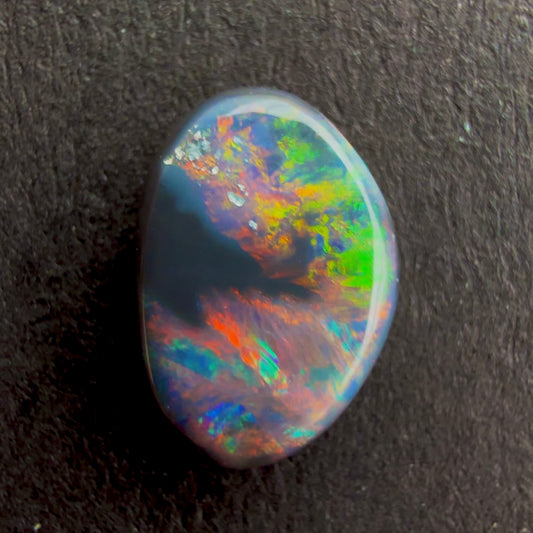 0.55cts Black Opal Picture Stone With A Red Pink Multicolor Play Of Color, From Lightning Ridge Australia