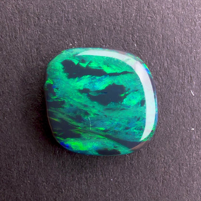 1.61cts Black Opal Picture Stone With A Deep Green Play Of Color, From Lightning Ridge Australia
