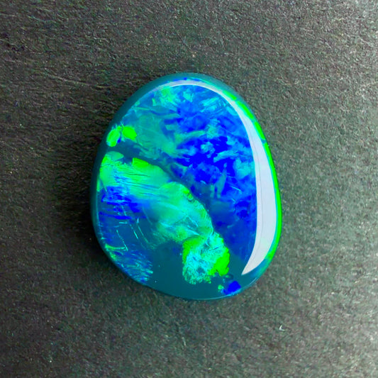 2.55cts Top Gem Black Opal With A Green Blue Play Of Color, From Lightning Ridge Australia