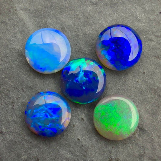 (Price For Parcel) 6mm Black opals Opals With A Green Blue Play Of Color, From Lightning Ridge Australia