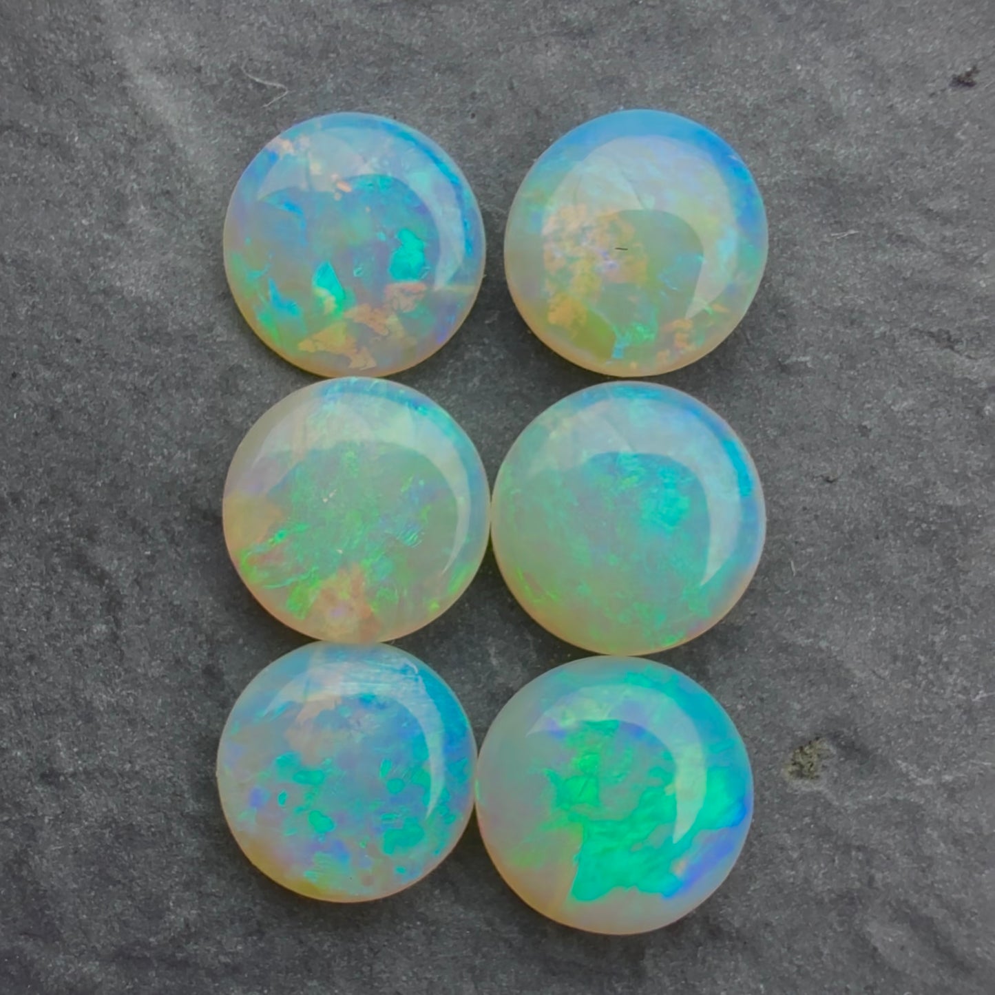 (Price For Parcel) 6mm Round Crystal Opals With A Green Blue Play Of Color, From Lightning Ridge Australia
