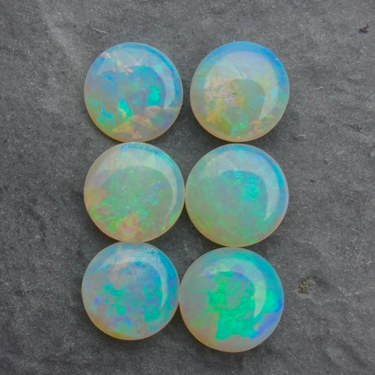 (Price For Parcel) 6mm Round Crystal Opals With A Green Blue Play Of Color, From Lightning Ridge Australia