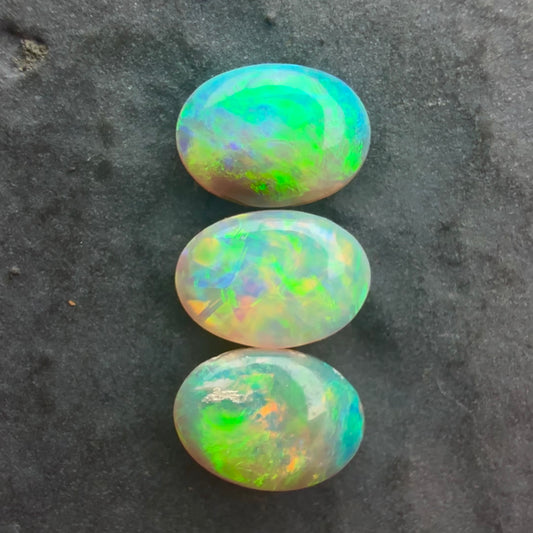 6mm x 4mm Crystal Opal Bundle With Green Yellow Gold Play Of Color, From Lightning Ridge Australia