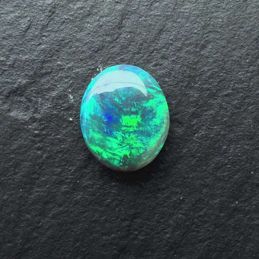 0.48cts Black Opal With A Green, Blue Play Of Color, From Lightning Ridge Australia
