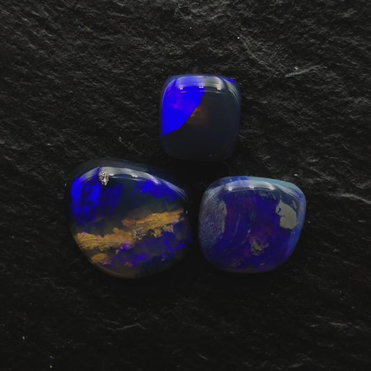 2.0ct Bundle (Price For Parcel) Picture Stone Black Opals With Marbled Purple Color