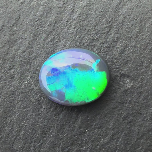 1.76ct Semi-Black Opal With Green, Blue Play Of Color, From Lightning Ridge Australia