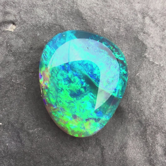 2.47cts Gem Black Opal With A Blue Green Color Palette And a Moss Pattern
