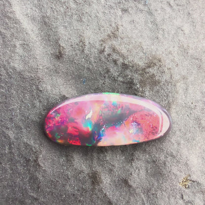 0.8cts Affordable Black Opal With A Vivid Red Pink Multicolor Play Of Color, From Lightning Ridge Australia