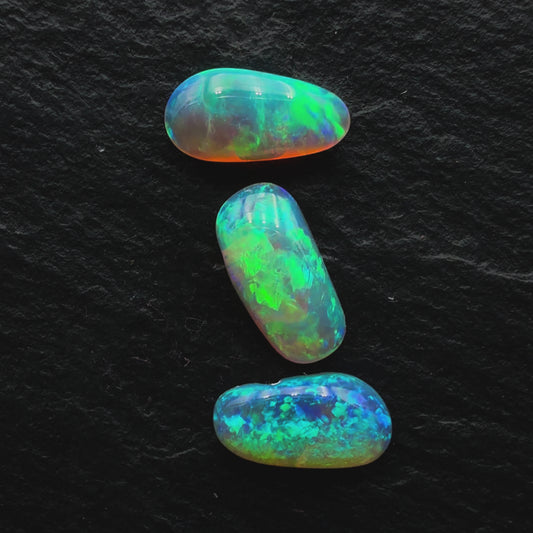 2.21ct Bundle (Price For Parcel) Freeform Crystal Opals With Bright Greens And Lots Of Depth